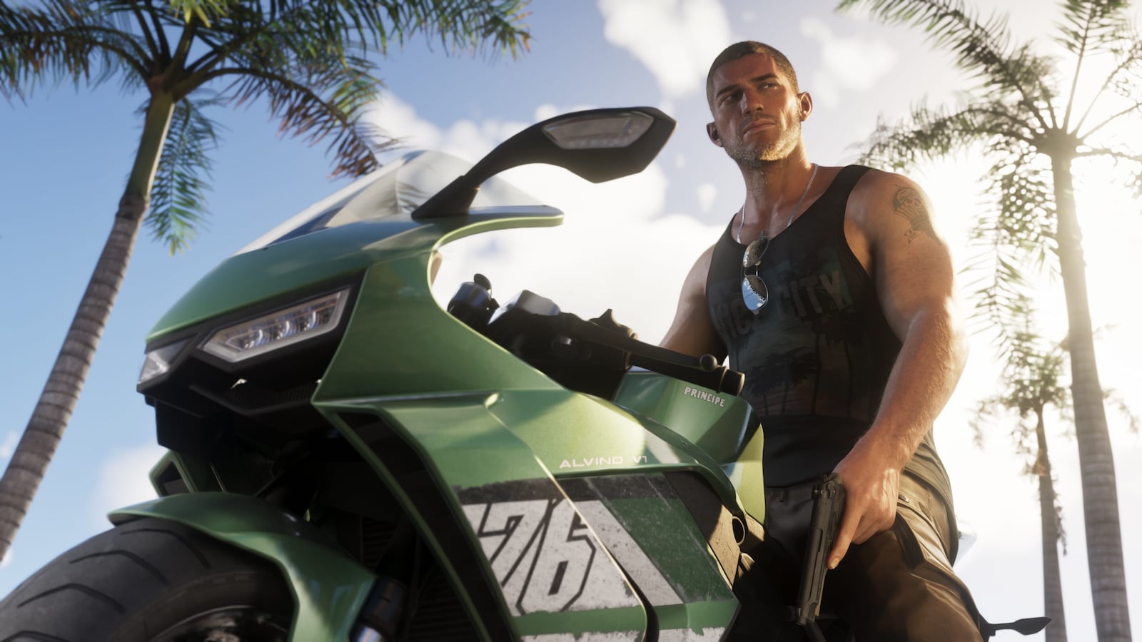 Jason Duval with a green sportbike